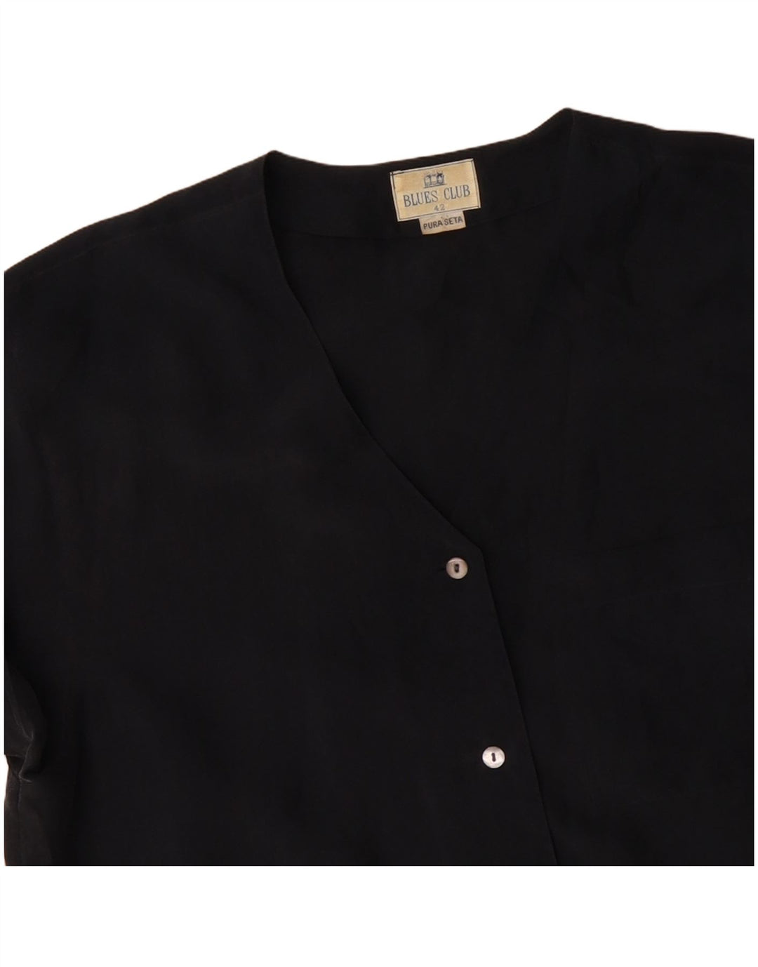 BLUE CLUB Ženska bluza košulja kratkih rukava IT 42 Srednja crna svila