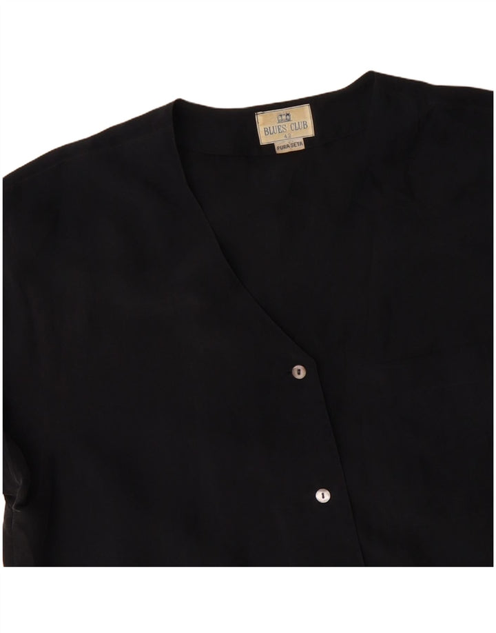 BLUE CLUB Ženska bluza košulja kratkih rukava IT 42 Srednja crna svila