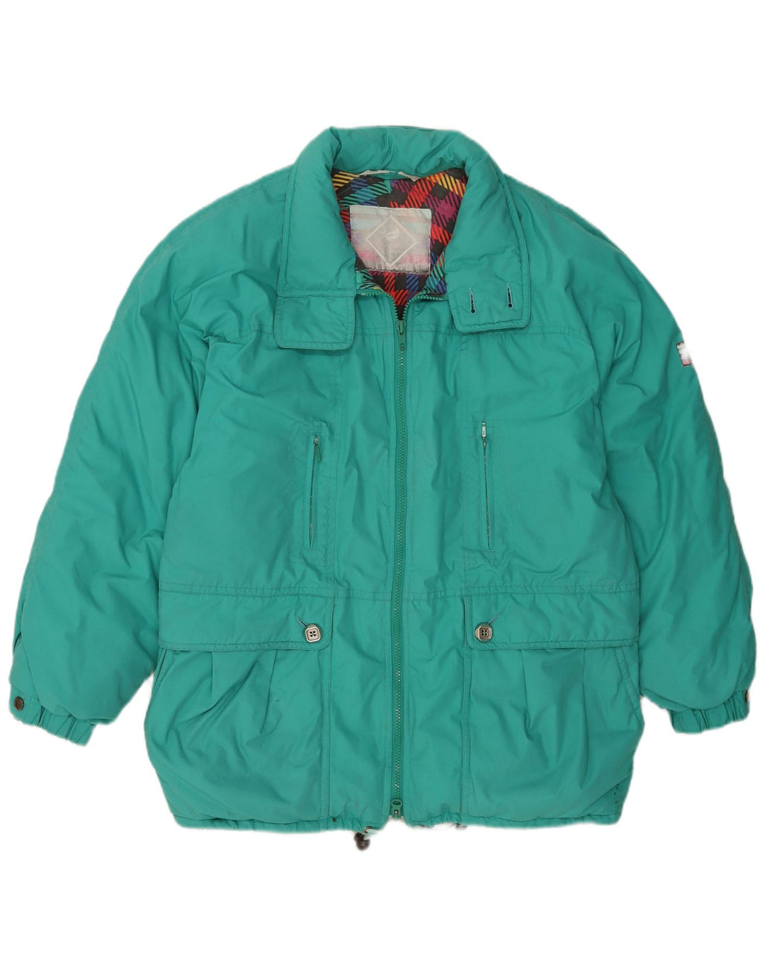 C & A Womens Padded Jacket UK 14 Medium Turquoise Polyester
