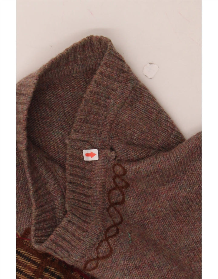 VINTAGE Womens Turtle Neck Jumper Sweater UK 14 Medium Brown Geometric Vintage Vintage and Second-Hand Vintage from Messina Hembry 