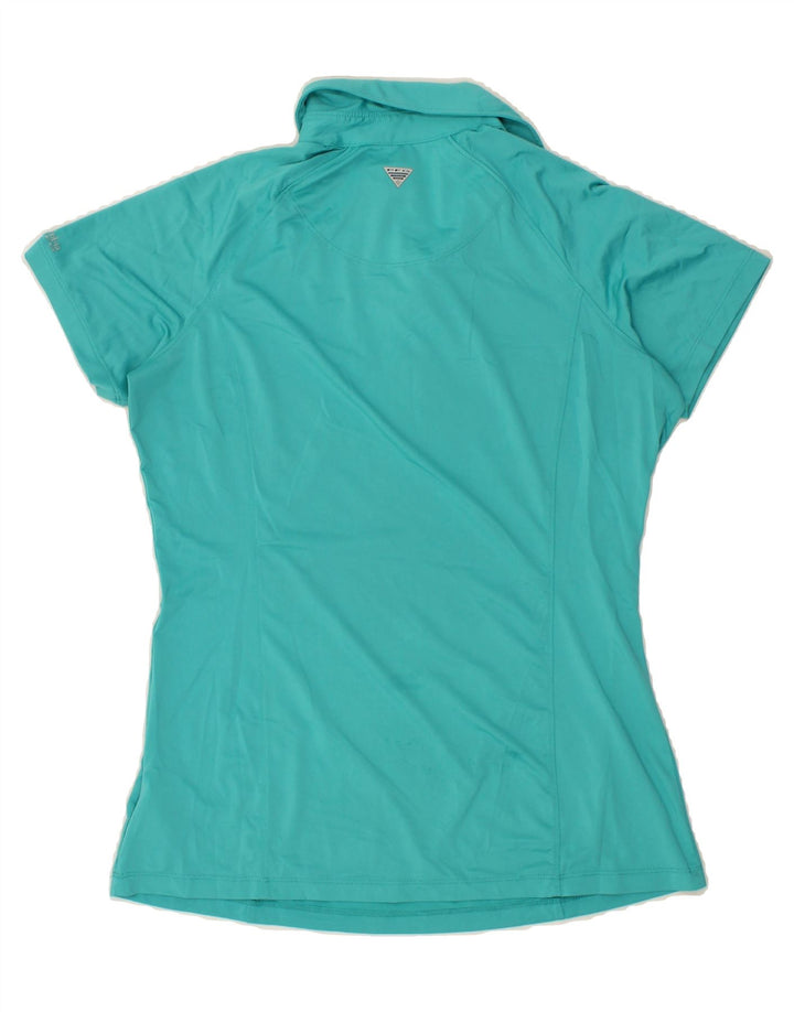 COLUMBIA Womens Polo Shirt UK 14 Medium Turquoise Polyester Vintage Columbia and Second-Hand Columbia from Messina Hembry 