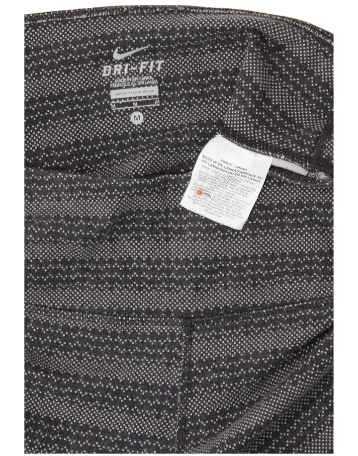 Nike Ženske Dri Fit Leggings UK 12 Srednje sive Geometric Pamuk