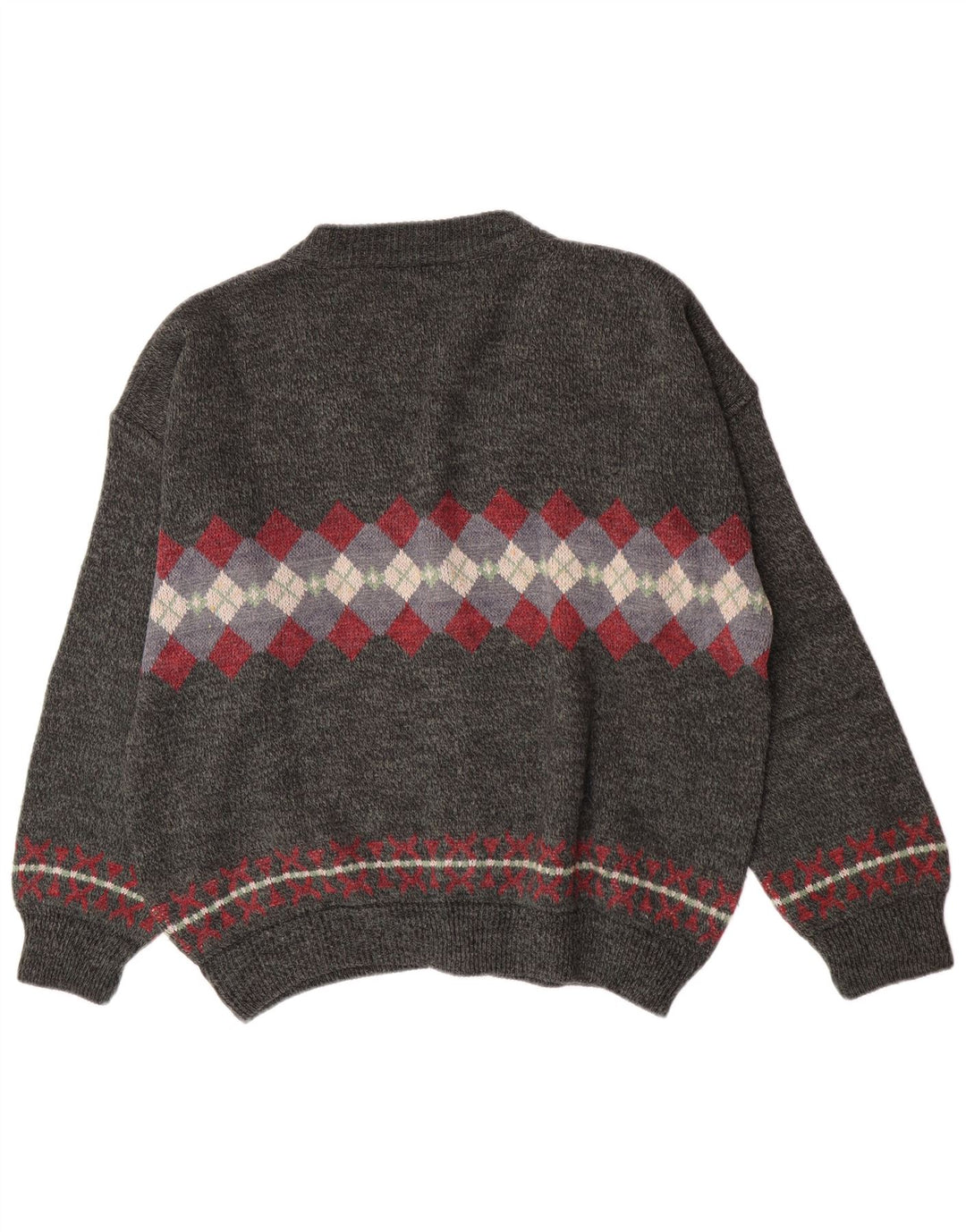 Vintage muški kardigan džemper XL Sivi Argyle/Diamond