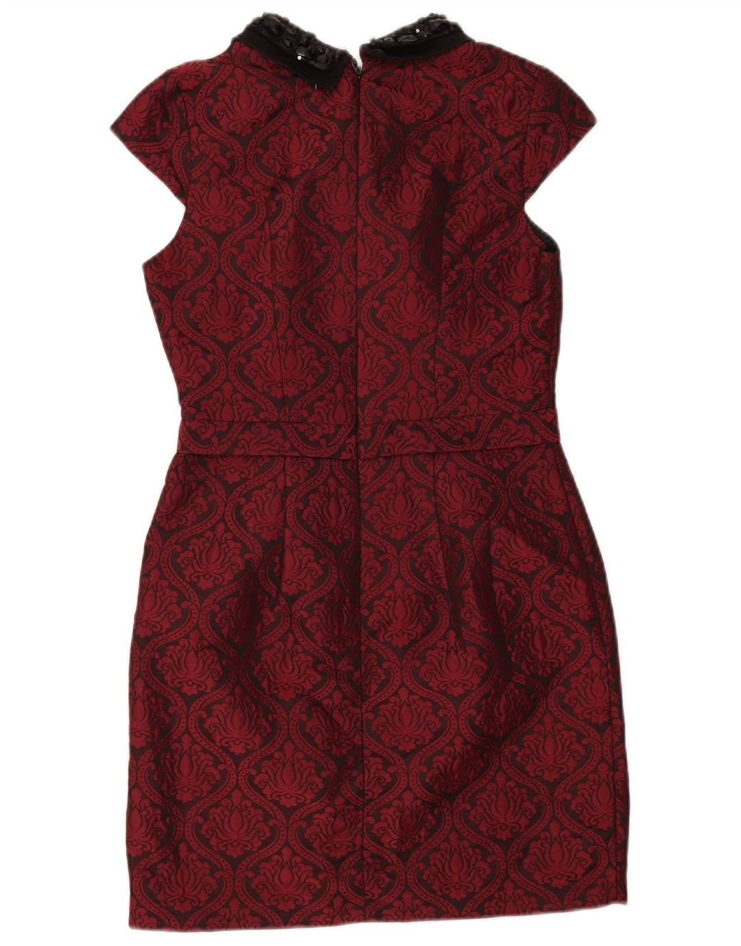Warehouse Ženska plašt haljina UK 10 Small Burgundy Paisley Poliester