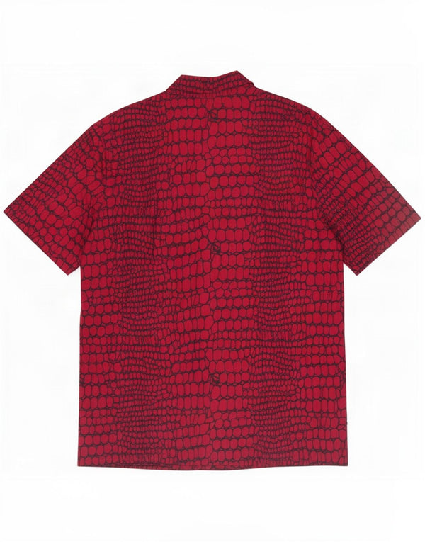 Volcom Mens Short Sleeve Shirt Medium Red Animal Print