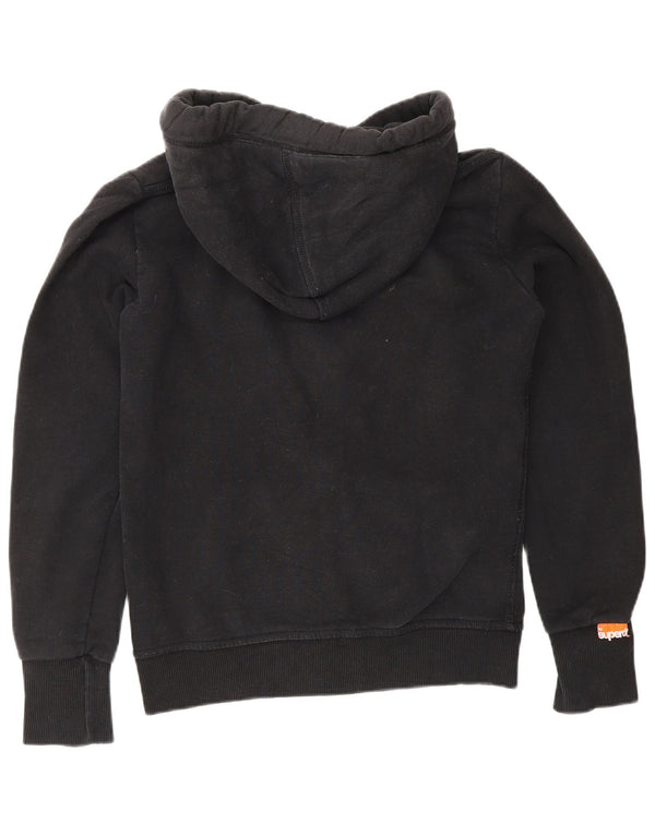 SUPERDRY ženski pulover s kapuljačom na patentni zatvarač UK 12 Srednje crni pamuk