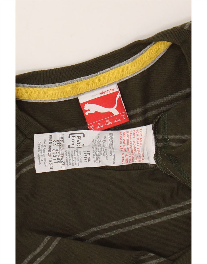 PUMA muška majica s dugim rukavima, mali kaki prugasti pamuk