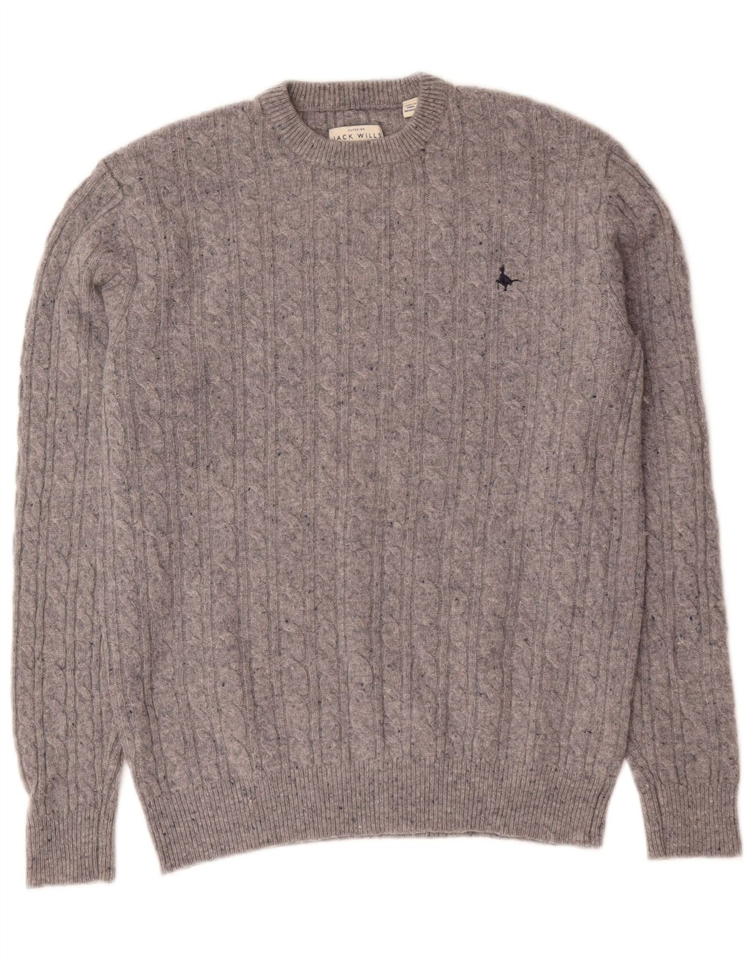 Jack Wills Muški džemper s okruglim izrezom Mali sivi merino vuneni