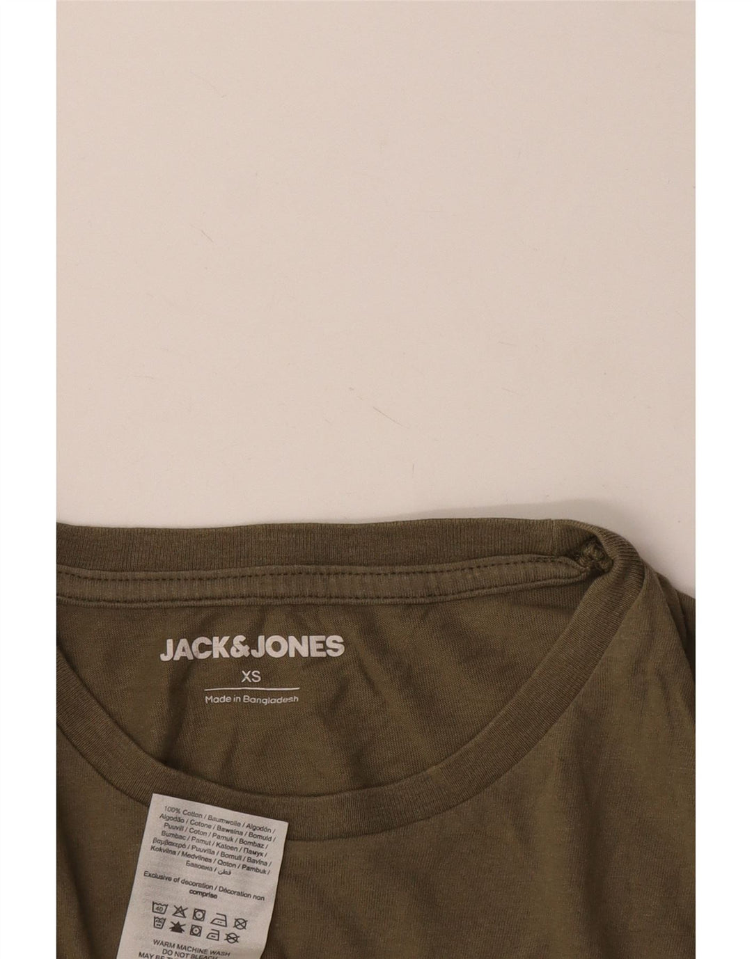 JACK & JONES muška majica dugih rukava XS kaki pamuk