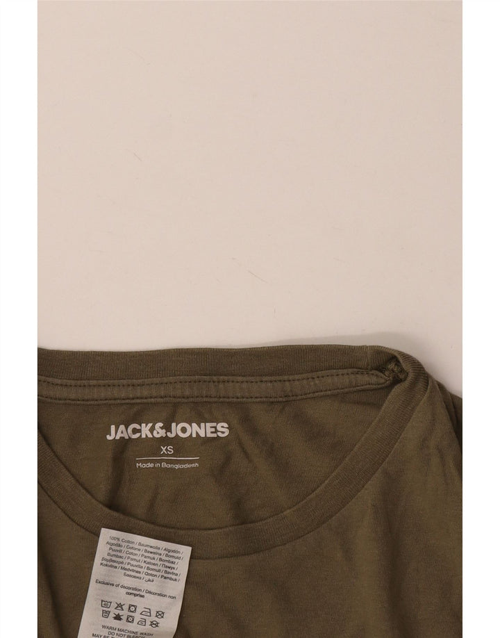 JACK & JONES muška majica dugih rukava XS kaki pamuk