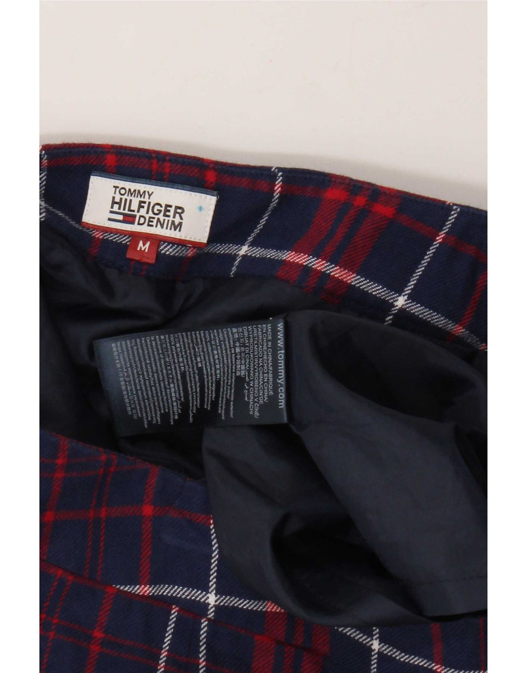 Tommy Hilfiger ženska mini suknja srednje veličine W28 tamnoplavi karirani pamuk