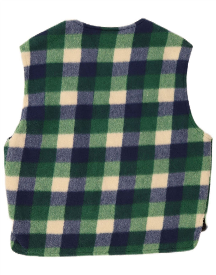 Vintage muška jakna od flisa UK 38 srednje zelene boje od gingham poliestera