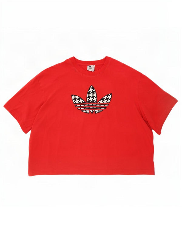 Adidas ženska majica kratkih rukava s velikim grafičkim kratkim rukavima UK 28/30 3XL, crveni pamuk