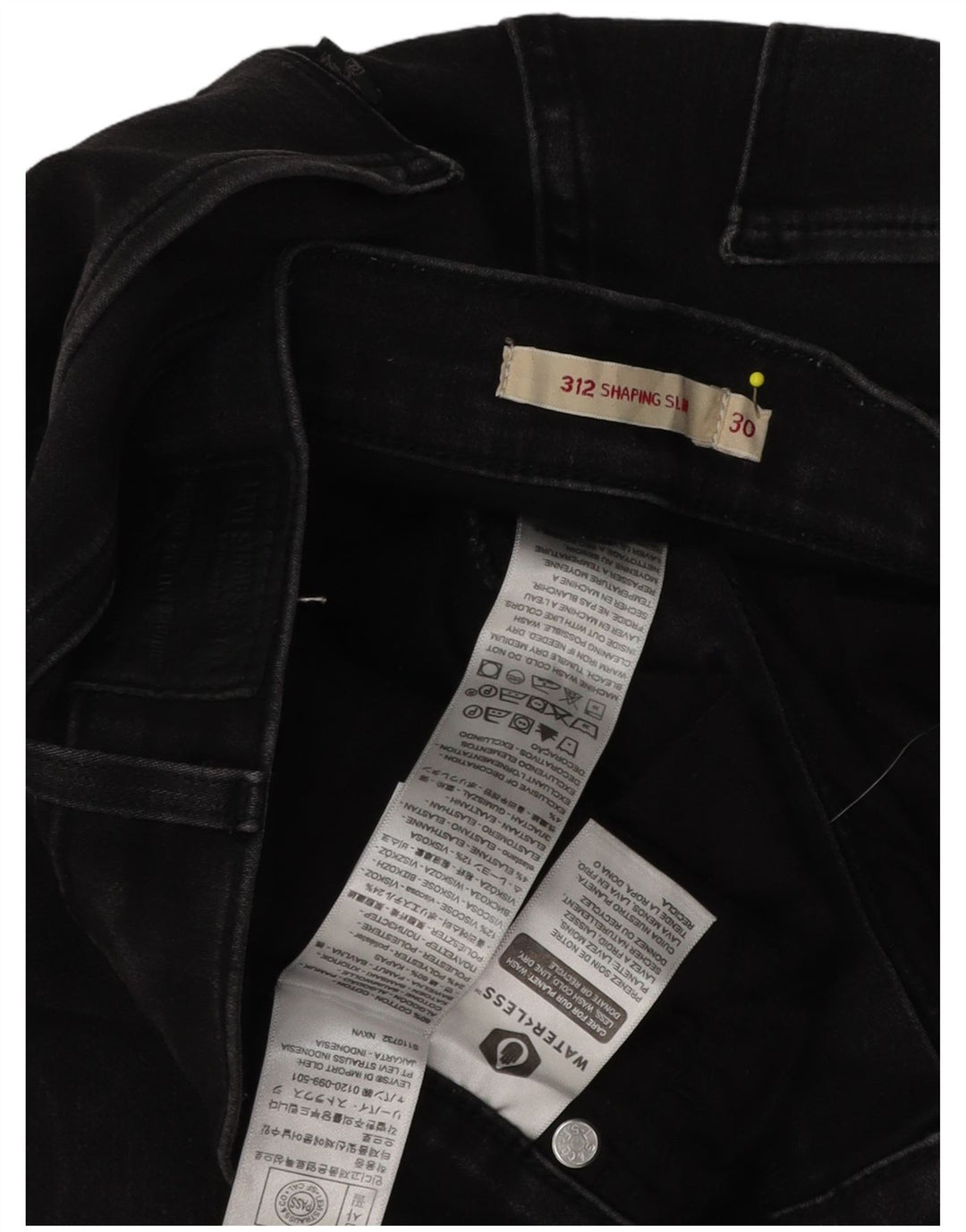 Levi's ženske 312 uske traperice W30 L28, crni pamuk