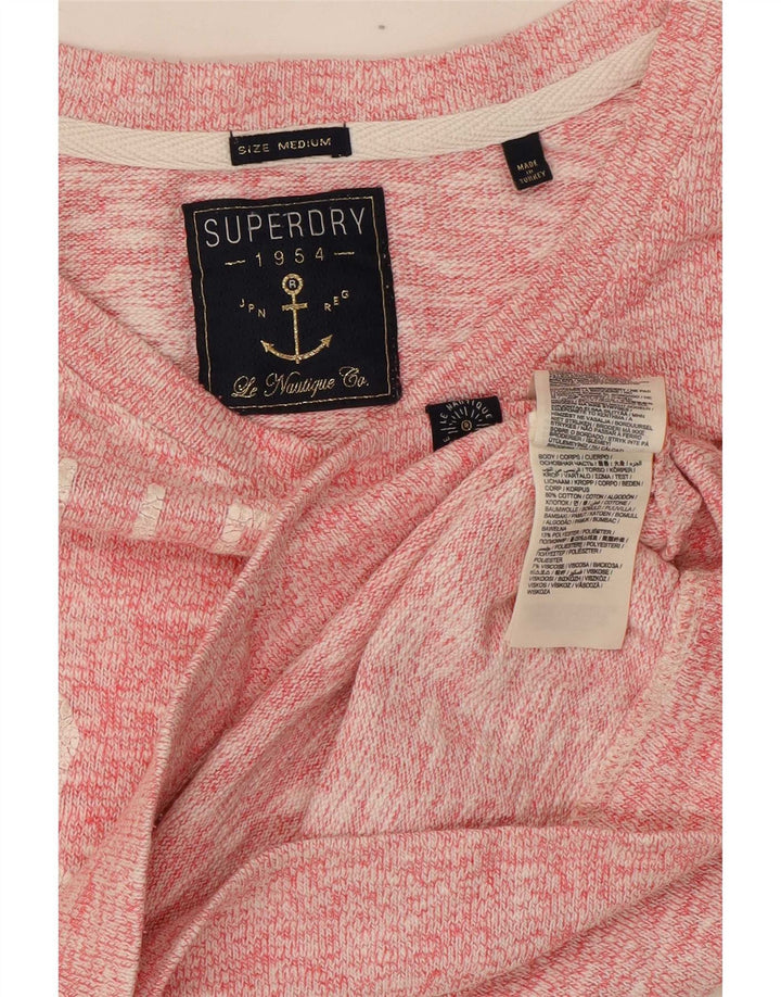 Superdry ženski džemper s grafičkim motivima UK 14 srednje ružičasto s mrljama