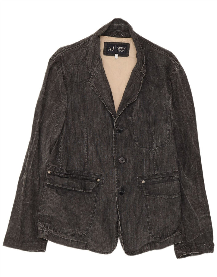 Armani Jeans muška traper jakna s 3 gumba IT 50 srednje siva lanena