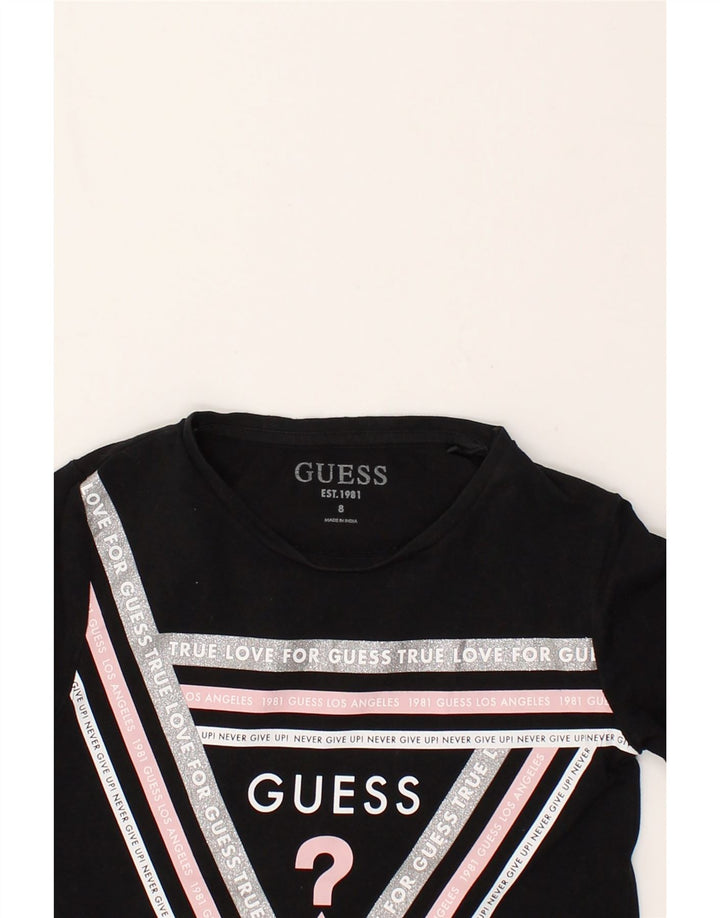 GUESS Girls Graphic Top Long Sleeve 7-8 Years Black | Vintage Guess | Thrift | Second-Hand Guess | Used Clothing | Messina Hembry 