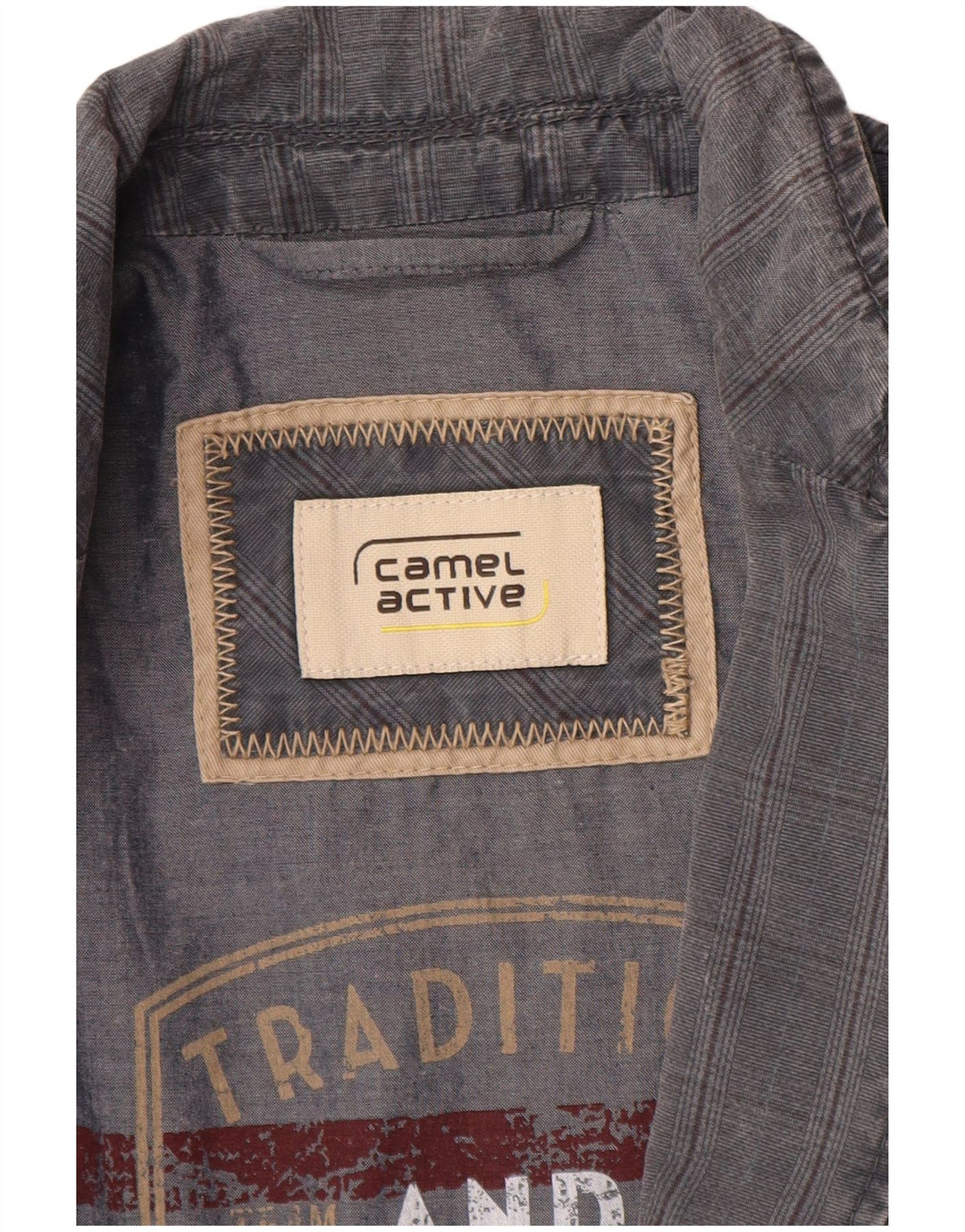 CAMEL ACTIVE Muška jakna sa 2 gumba IT 48 srednje plavi karirani pamuk