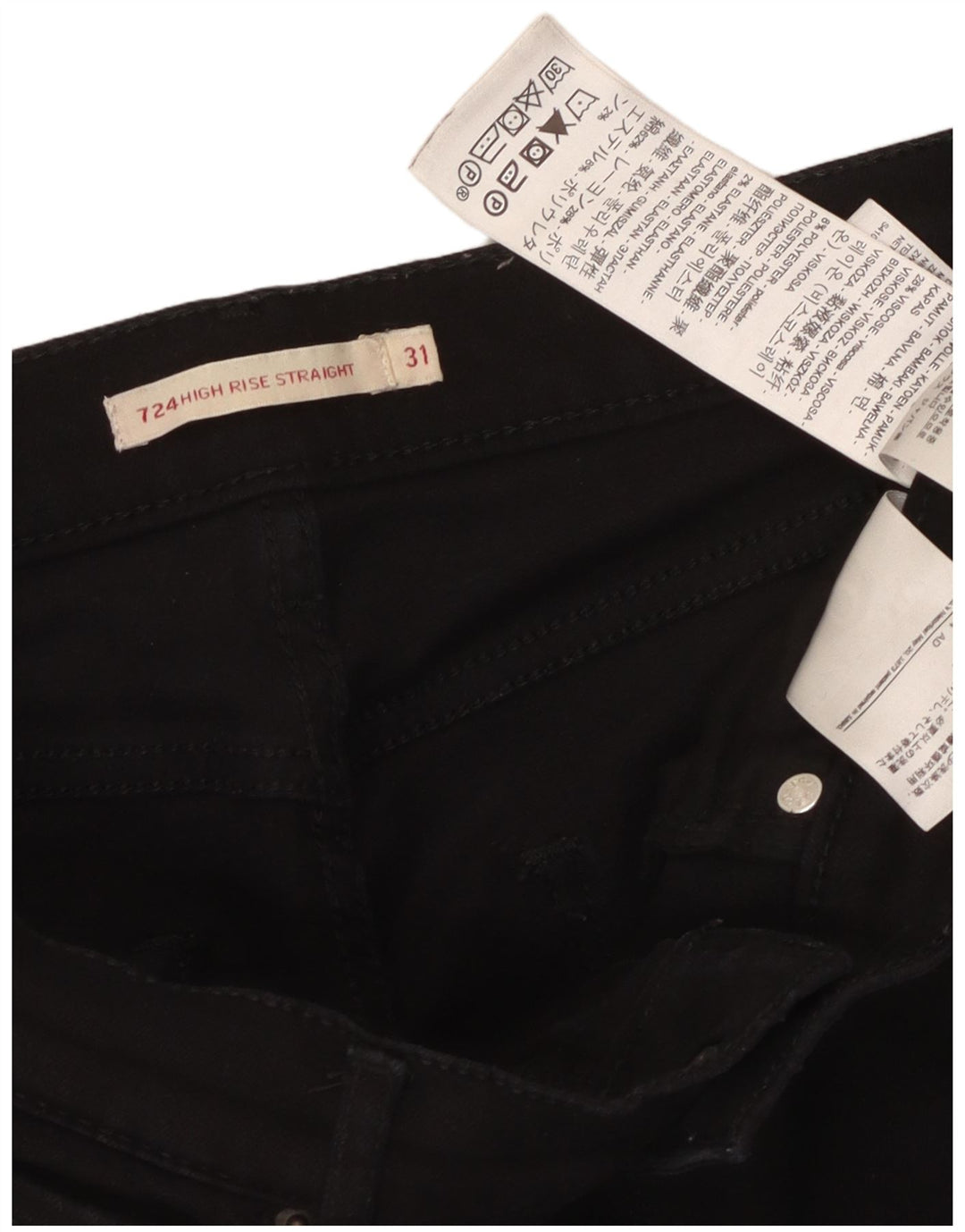 LEVI'S ženske ravne traperice visokog struka 724 W31 L31 crni pamuk