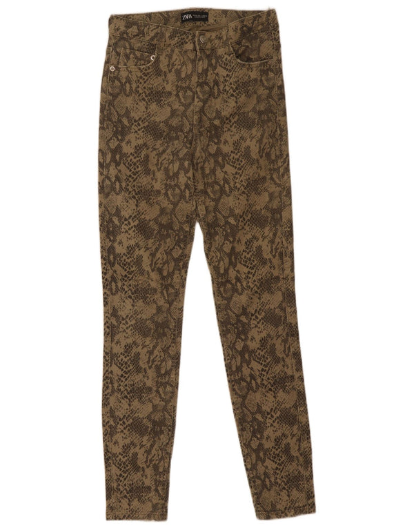 Zara ženske uske traperice EU 36 XS W26 L28 Kaki životinjski print