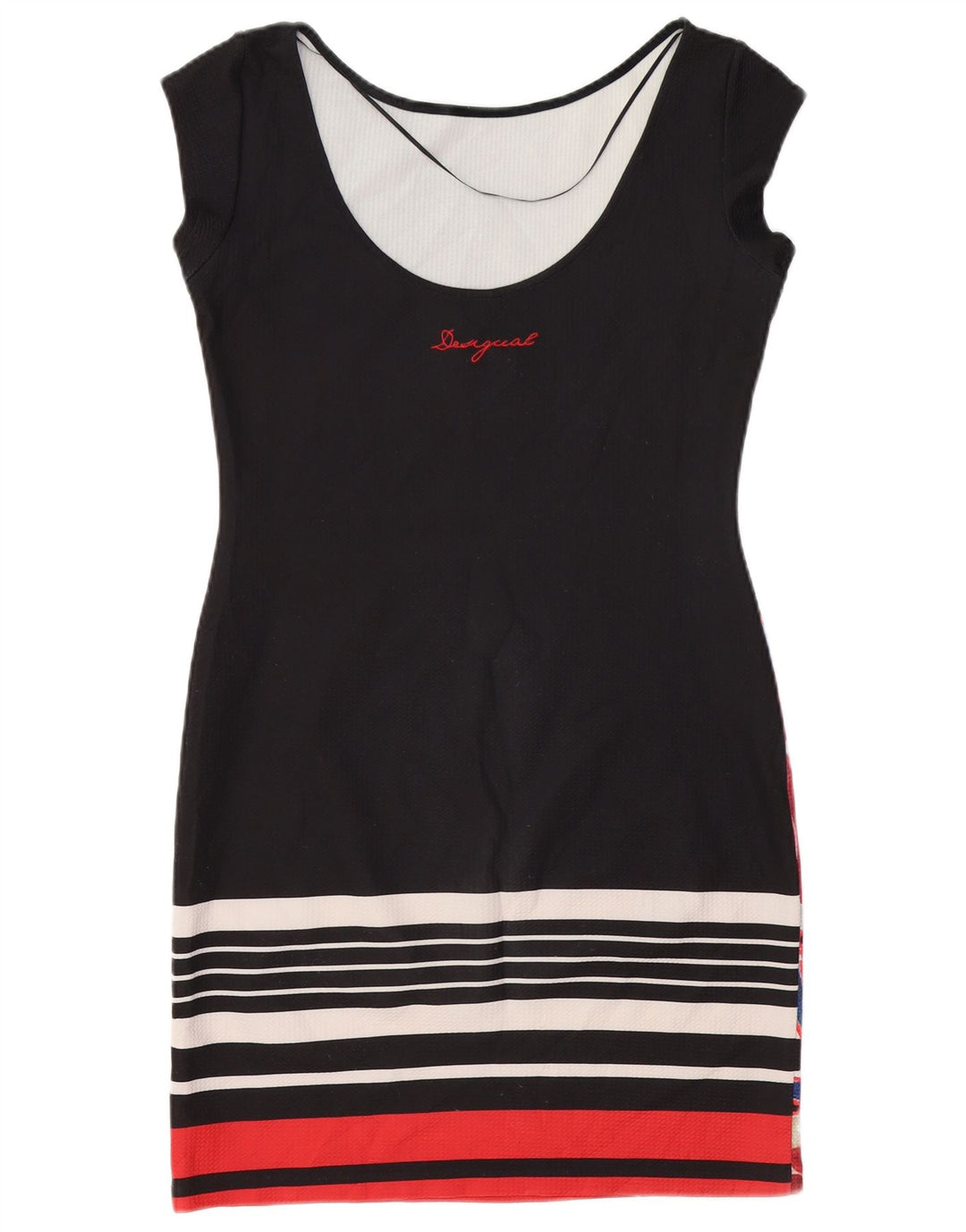 DESIGUAL ženska haljina uz kroj UK 12 Srednje crna cvjetna poliesterska haljina