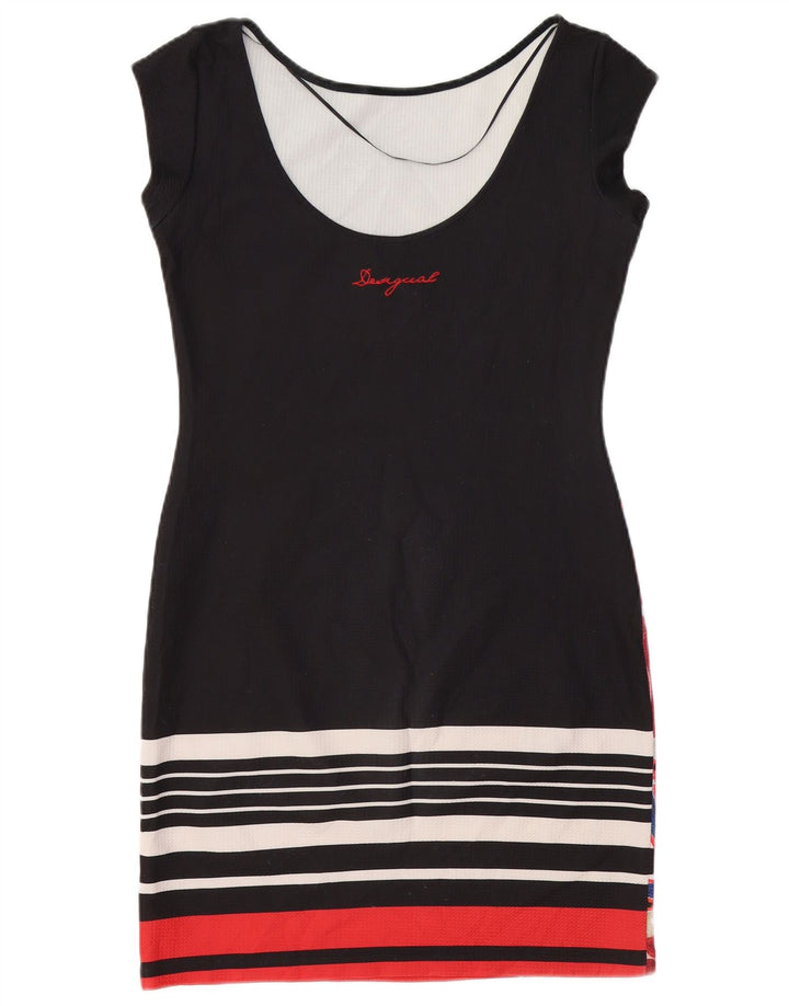 DESIGUAL ženska haljina uz kroj UK 12 Srednje crna cvjetna poliesterska haljina