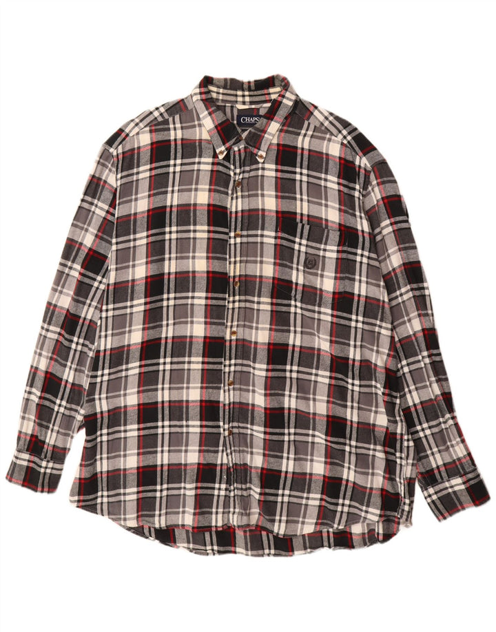 Chaps muška velika flanelska košulja 2XL crni karirani pamuk