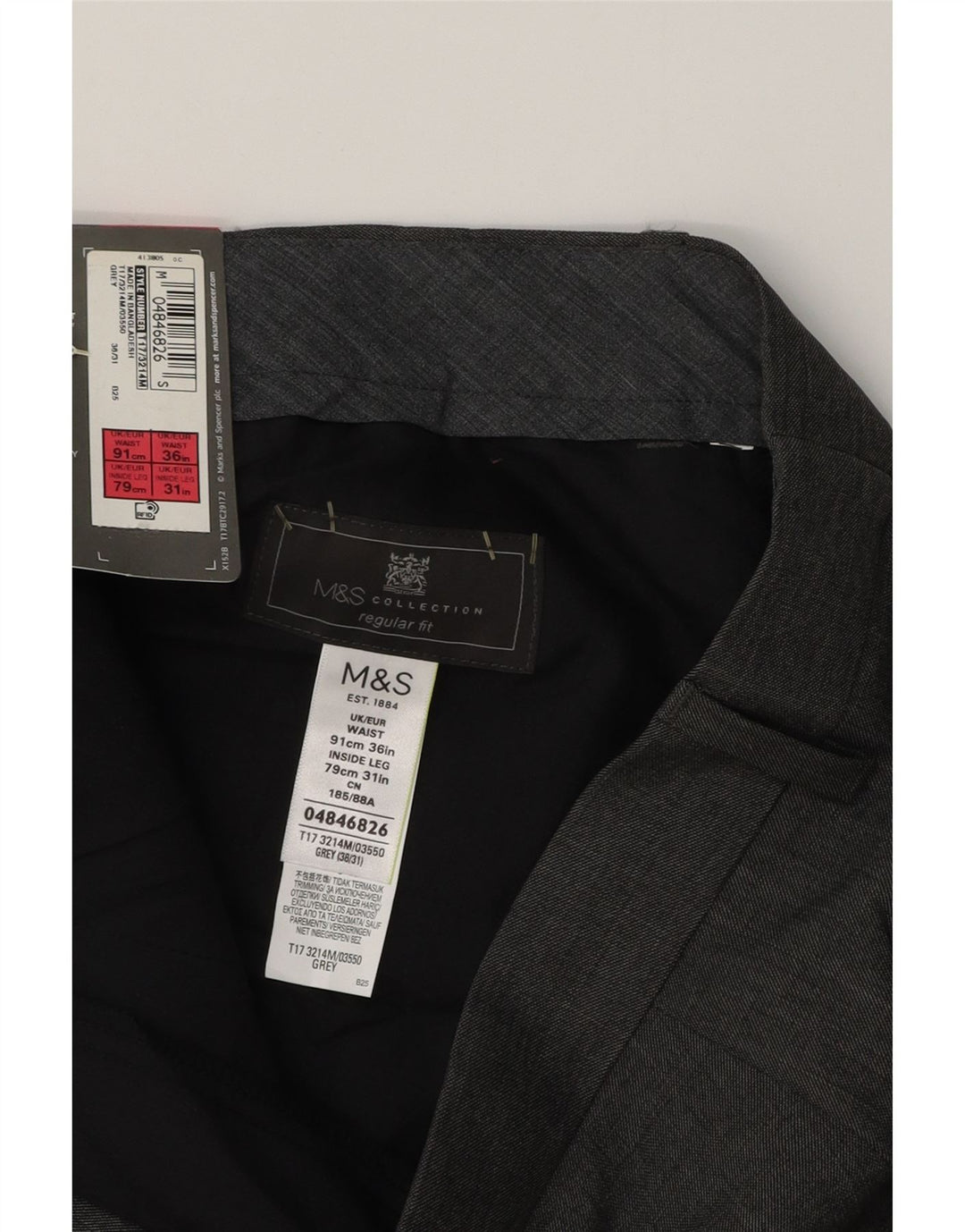 MARKS & SPENCER Muške hlače standardnog kroja W36 L31 sivi poliester