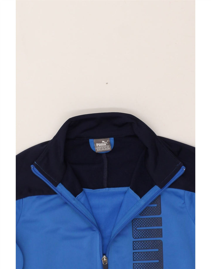 PUMA Boys Graphic Tracksuit Top Jacket 9-10 Years Blue Colourblock Vintage Puma and Second-Hand Puma from Messina Hembry 