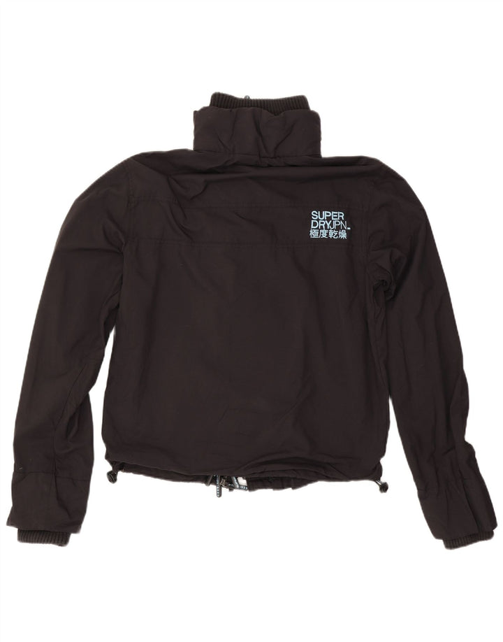 Superdry ženska kišna jakna s grafičkim motivima UK 14 Srednje crni najlon