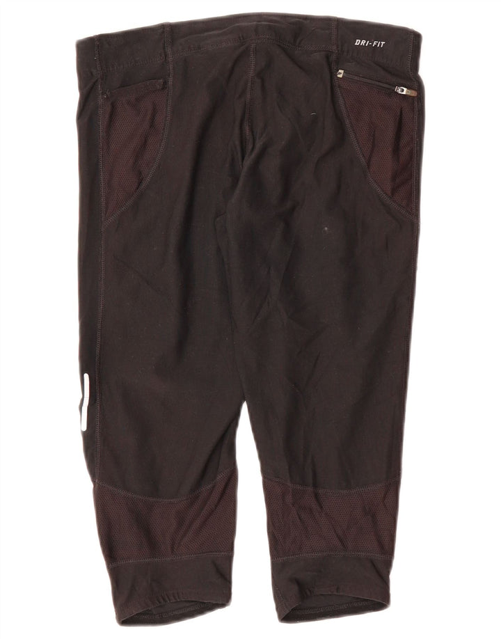 NIKE Ženske Dri Fit Capri Trenirke Hlače UK 12 Srednji crni poliester