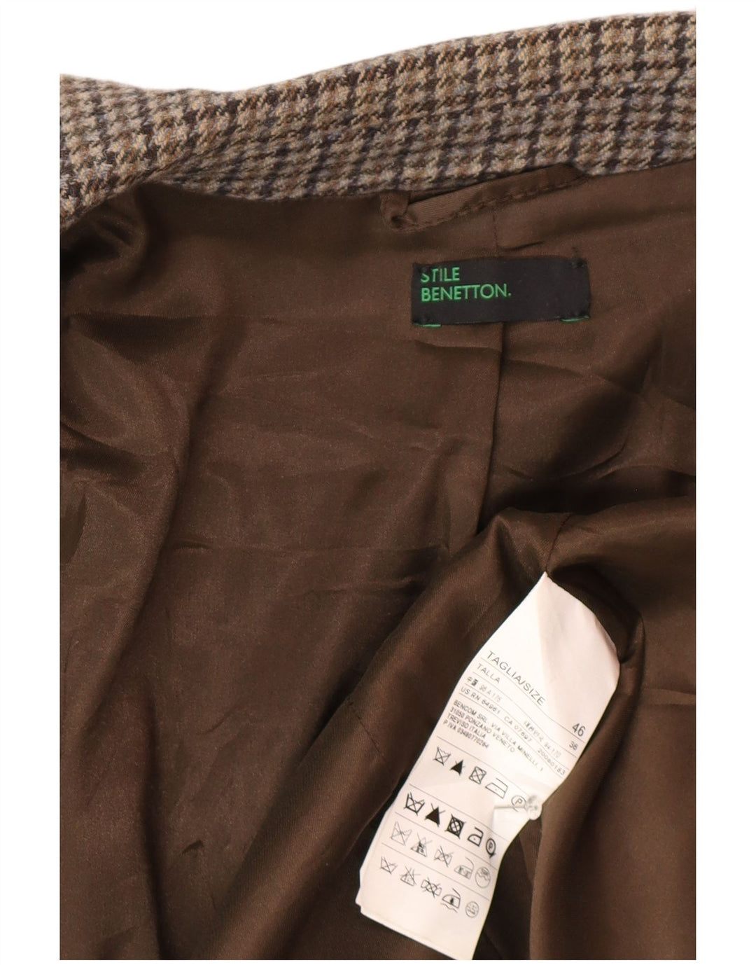 Benetton ženski sako sa 1 gumbom IT 46 Large Grey Houndstooth Wool
