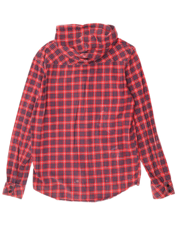 Hurley muška flanelska košulja s kapuljačom, srednji crveni karirani pamuk