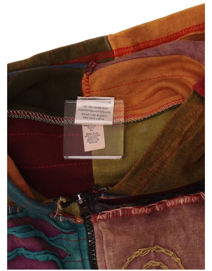 Vintage ženski pulover s kapuljačom s patentnim zatvaračem UK 18 XL Višebojni Bohe