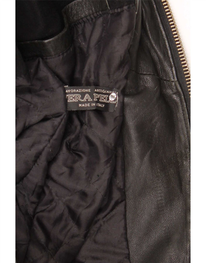 Muška kožna bomber jakna s kapuljačom Aria IT 50 Large Black