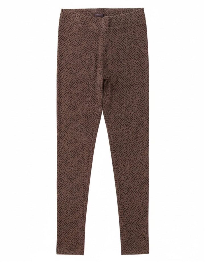 MARKS & SPENCER Womens Abstract Pattern Leggings UK 14 Large Brown Cotton