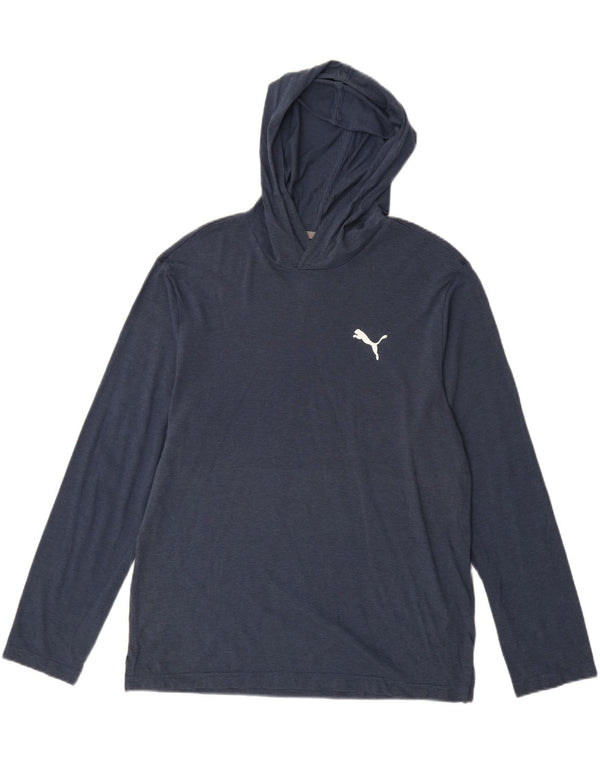 PUMA Mens Hooded Top Long Sleeve Medium Navy Blue Pinstripe