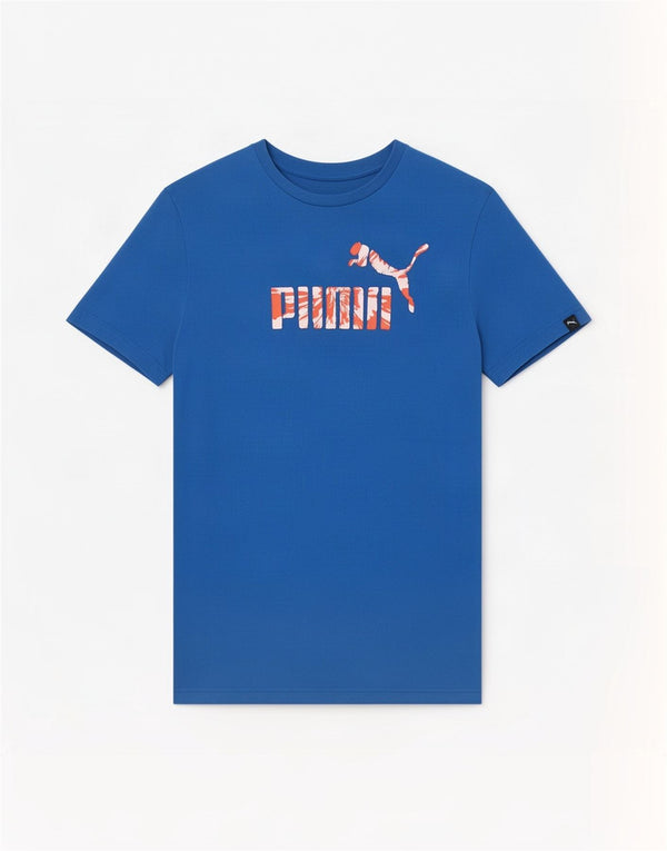 Puma Boys Graphic T-Shirt Top 15-16 Years Blue Cotton
