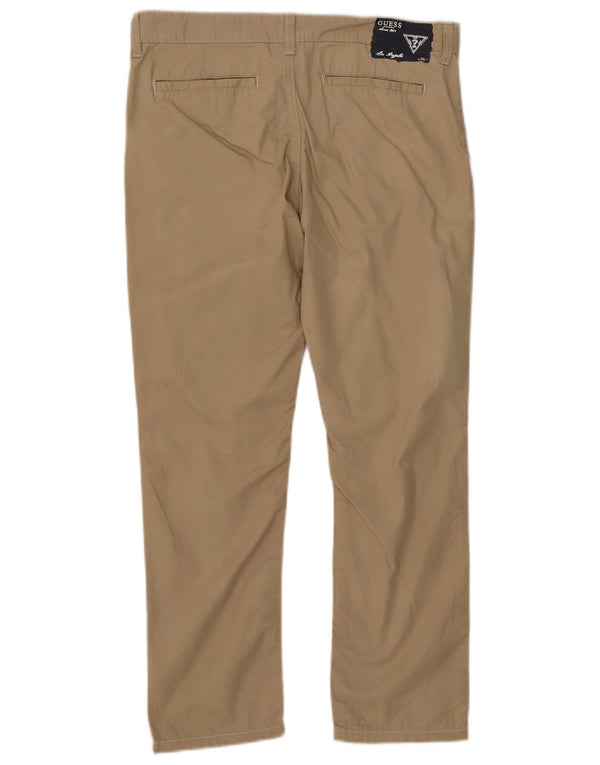 Guess ženske ravne chino hlače UK 16 velike W32 L26 bež pamuk