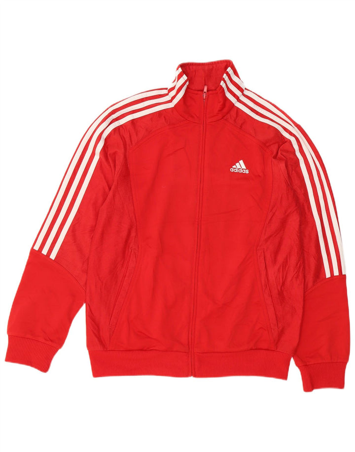 ADIDAS Boys Graphic Tracksuit Top Jacket 13-14 Years Red Polyester