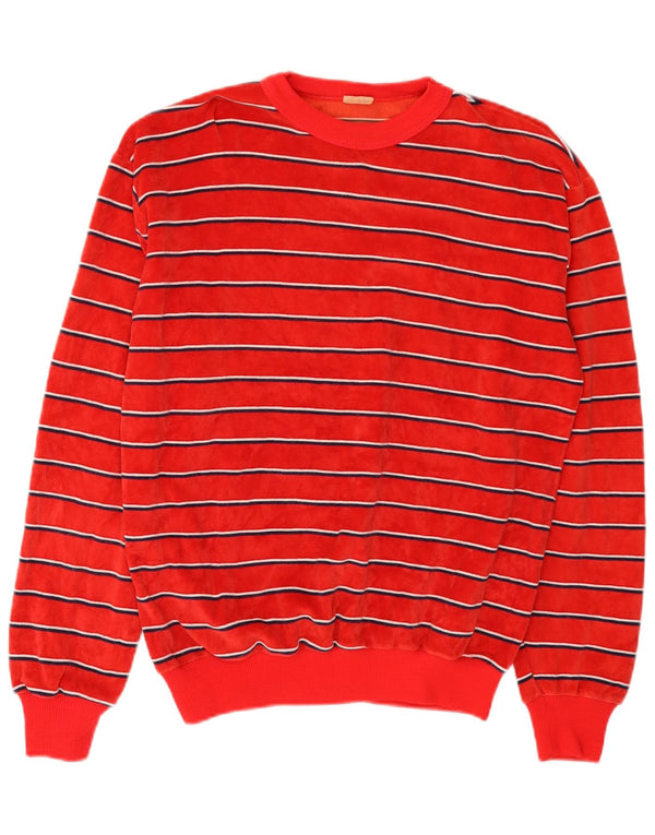 Vintage Womens Sweatshirt Jumper UK 18 XL Red Striped Cotton