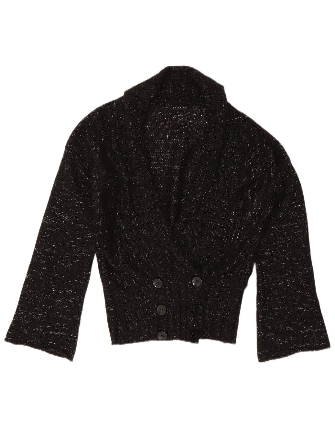 Sisley ženski kardigan pulover UK 14 srednje crne mrlje