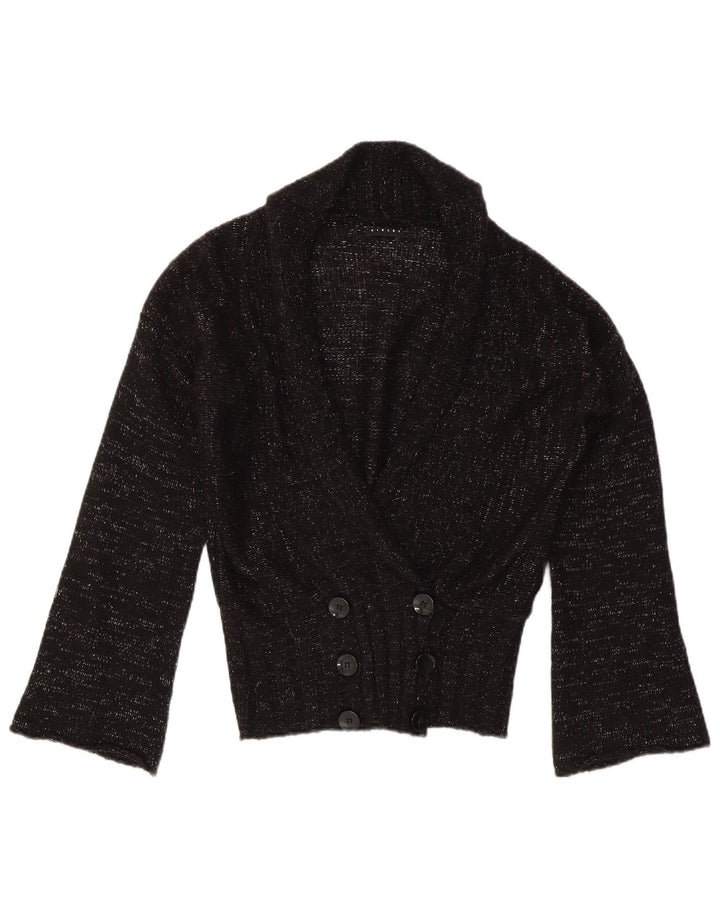 Sisley ženski kardigan pulover UK 14 srednje crne mrlje