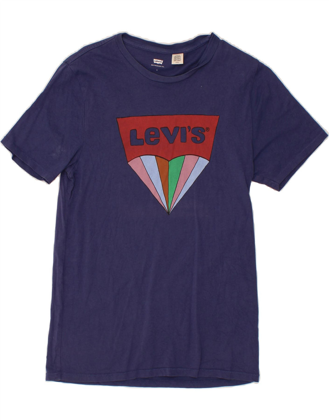 LEVI'S Mens Graphic T-Shirt Top Small Navy Blue Cotton Vintage Levi's and Second-Hand Levi's from Messina Hembry 