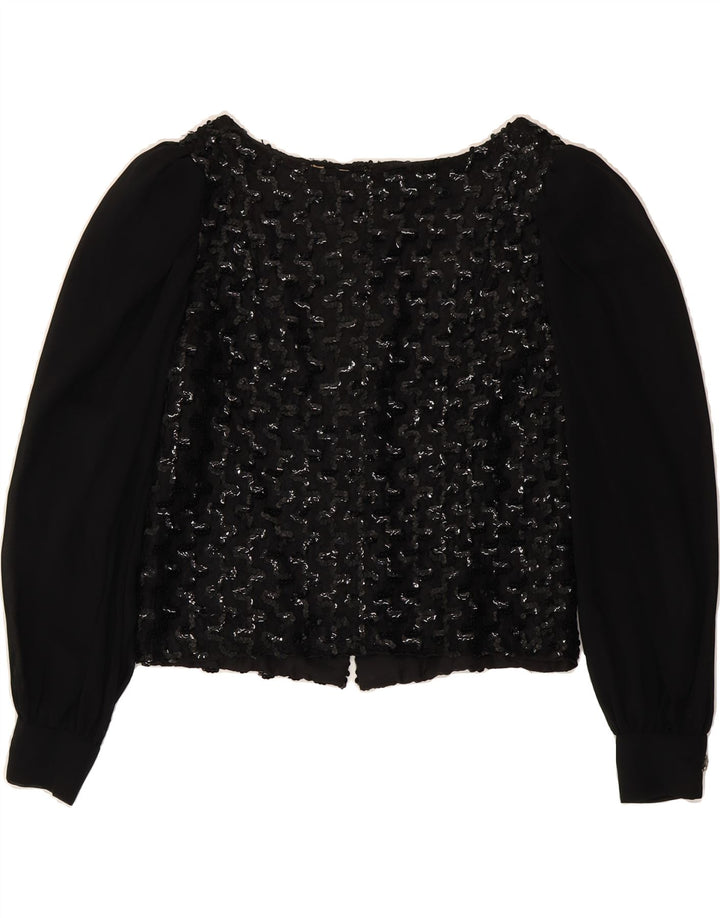 VINTAGE Womens Crop Long Sleeve Blouse Top IT 44 Medium Black Vintage Vintage and Second-Hand Vintage from Messina Hembry 
