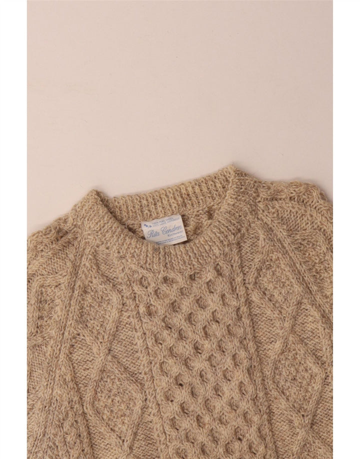 RITA CONDRON Muški džemper s okruglim izrezom srednje bež vunene boje