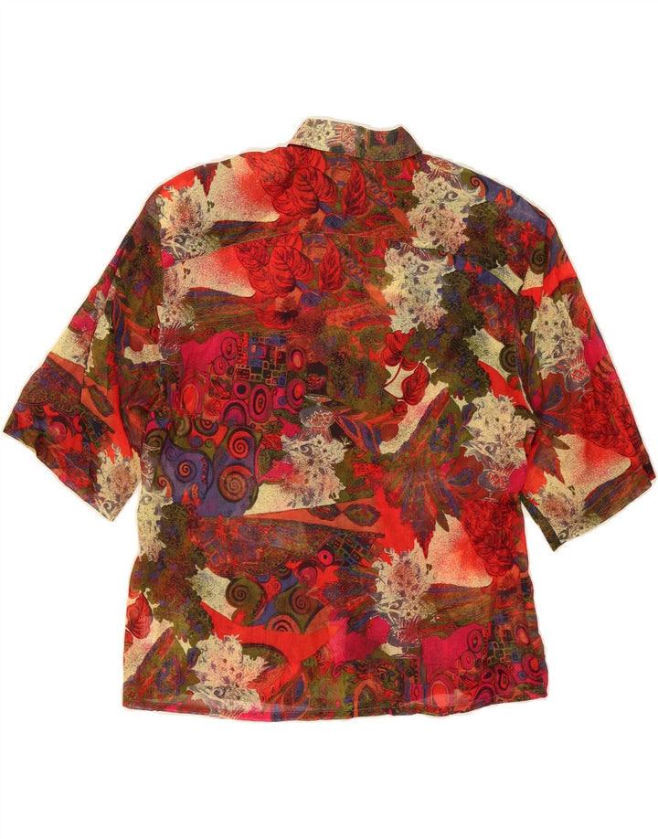 VINTAGE Womens Abstract Pattern Short Sleeve Shirt IT 42 Medium Red Cotton Vintage Vintage and Second-Hand Vintage from Messina Hembry 