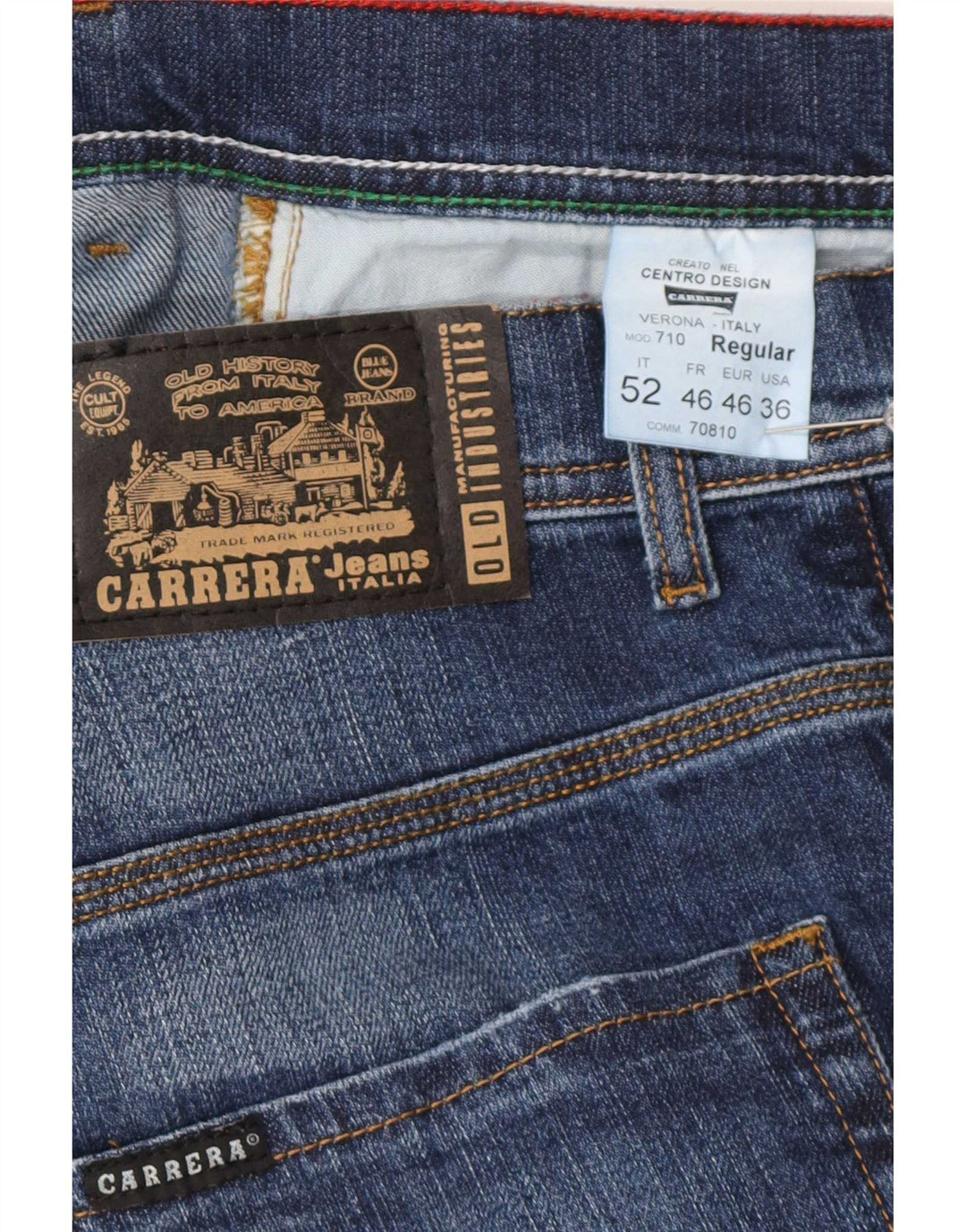 Carrera Mens 710 Regular Straight Jeans W36 L34 Plavi pamuk