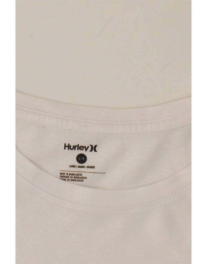 HURLEY Mens Graphic T-Shirt Top Large White Cotton Vintage Hurley and Second-Hand Hurley from Messina Hembry 