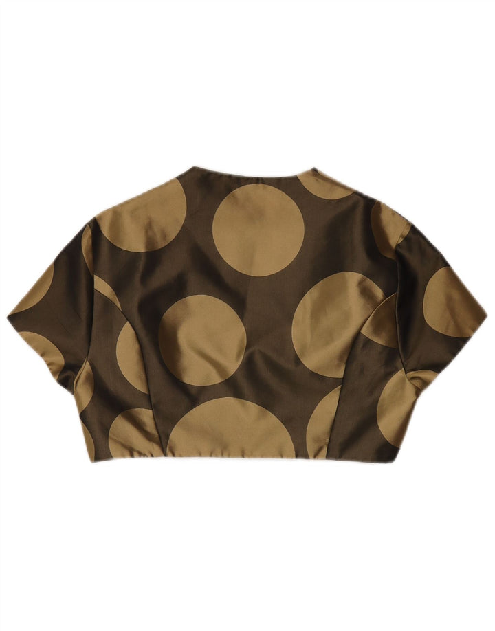 Debitantska ženska majica s bolero kratkim rukavima UK 14, srednji kaki, geometrijski poliester